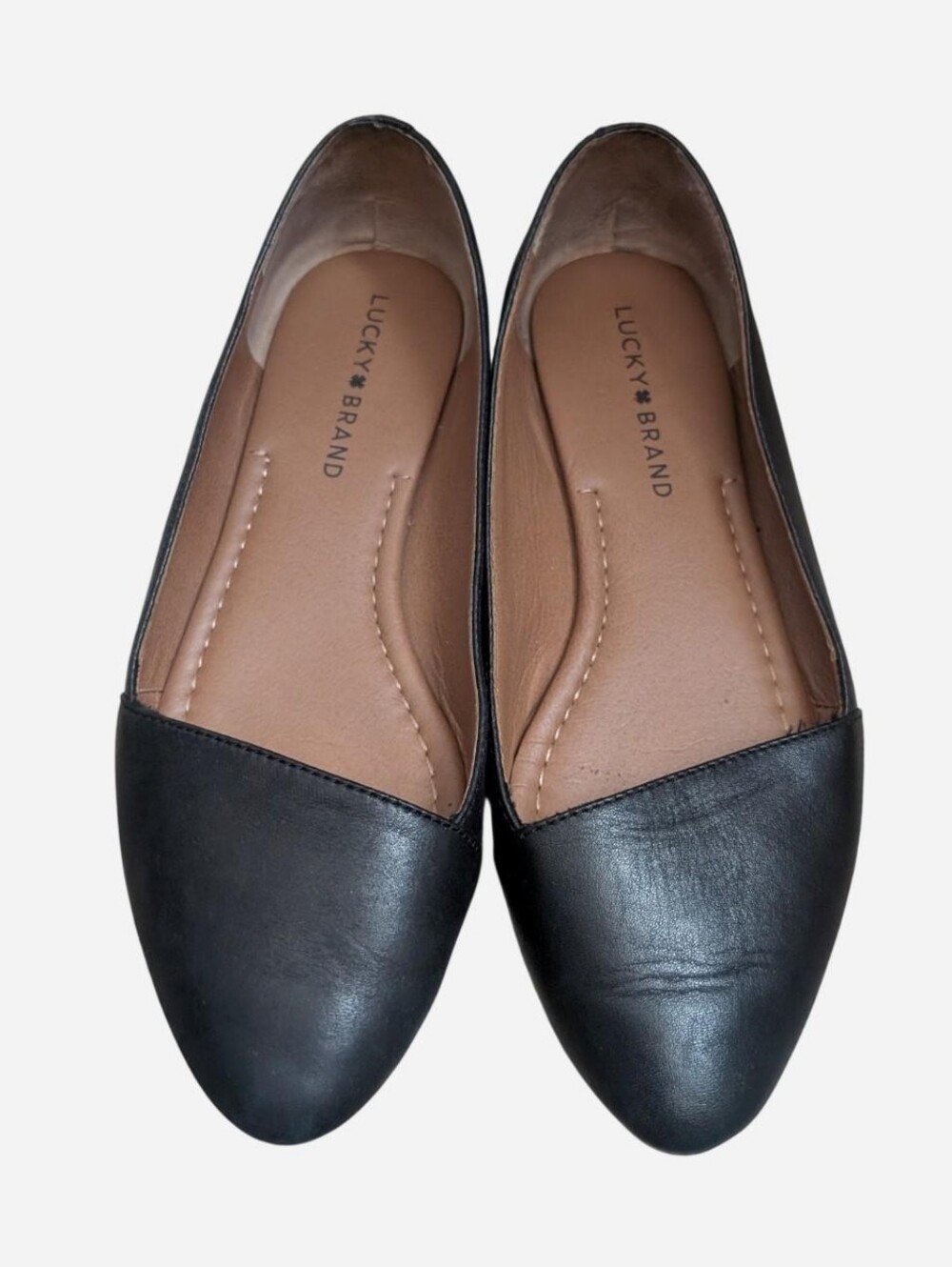 Lucky Brand Archh asymmetrical slant flats black leather upper size 7